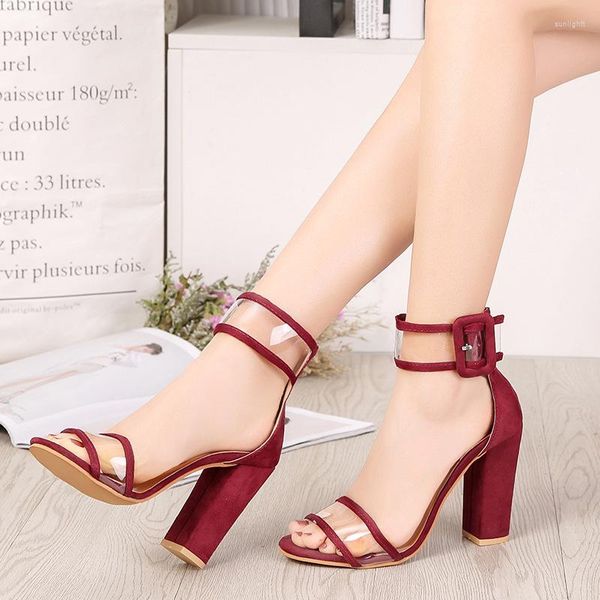 Abendschuhe Pumps Frauen Pu-Leder Schlangenmuster Sandalen Transparente PVC High Heels Dicker Absatz Sommer Damen