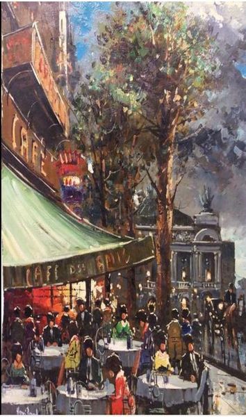 Paris Cafe Street Scene Palais Garnier Opera Boyama Elde Taşıma Modern Duvar Dekoru Soyut Sanat Yağlı Boya Çok Boyutlar Kullanılabilir3049666