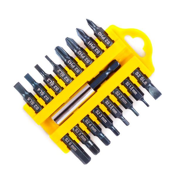 Schroevendraaier Jewii 17Pcs Conjunto de brocas de chave de fenda Haste magnética Phillips com fenda Torx Hexágono Brocas elétricas Ferramentas manuais domésticas