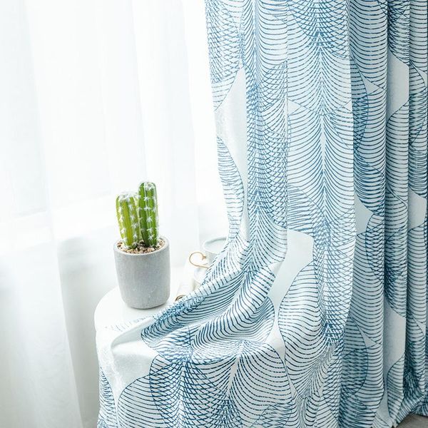 Cortina cortina cortina modernas cortinas de blecaute impresso para sala de estar cozinha de quarto acabado folhas verdes cortinas de tule de tule