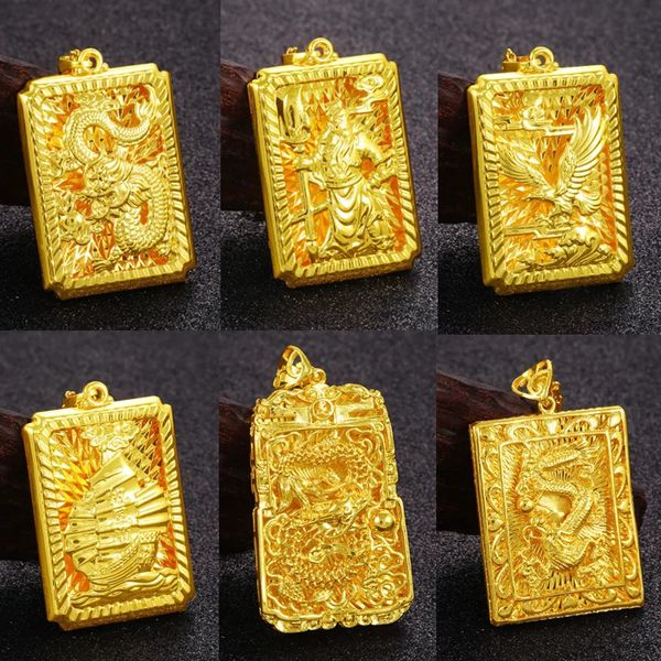 Chokers Genuine 18k Gold Dragon Eagle Hollow Pingente Colar para Mulheres Sem Corrente Fine Jewelry Presentes 231129