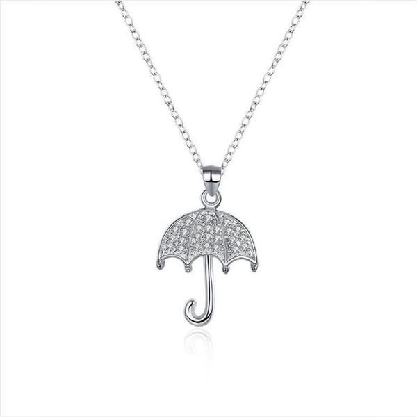 Collana in argento sterling placcato 18 pollici Collana semplice con ciondolo ombrello in pietra DHSN306 Top pendente in argento 925 Necklac242z