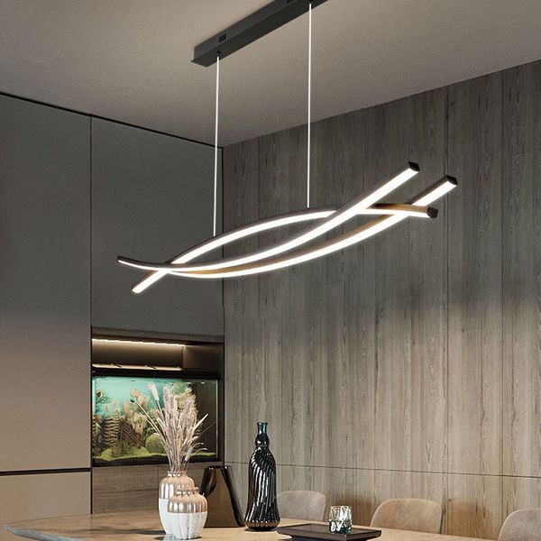 2023 Design Tavolo da pranzo Isola Lampadario a soffitto Cucina Striscia Casa in alluminio Sospensione Lampada a sospensione a LED Presa di fabbrica