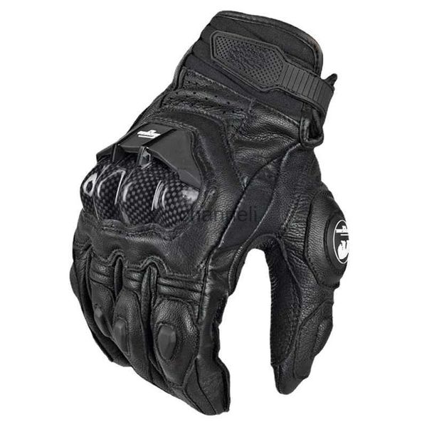 Luvas de ciclismo Luvas de motocicleta Luvas pretas de couro genuíno para moto de corrida de estrada branca Luvas masculinas de verão inverno de alta qualidade MOTO YQ231129