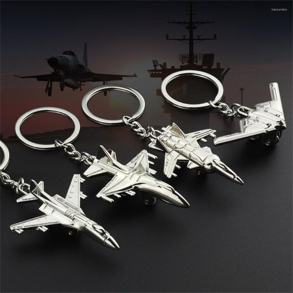 Schlüsselanhänger Kreative Silberfarbe Flugzeug Flugzeug Kampfmodell Anhänger Schlüsselanhänger für Jungen Autoschlüssel Ring Tasche Charms Geschenk