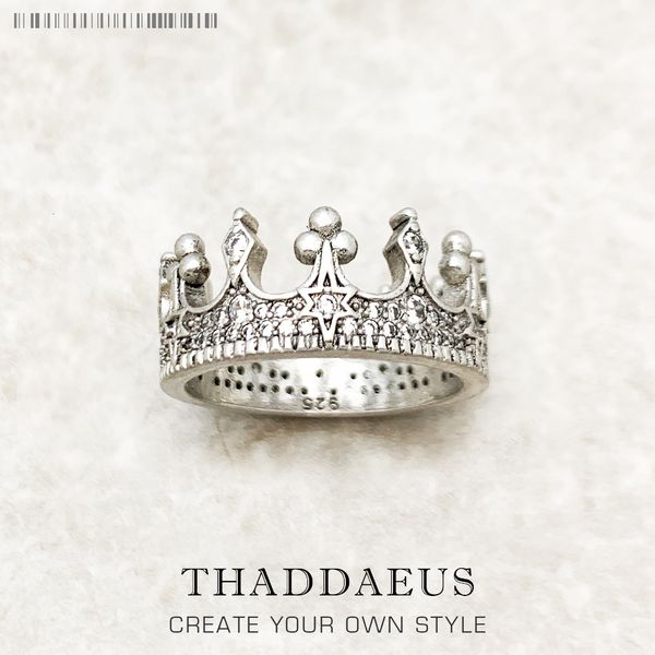 Кольцо-пасьянс, винтажное кольцо с короной из стерлингового серебра 925 пробы, романтическое изысканное ювелирное изделие, летнее брендовое волшебное украшение в стиле бохо, подарок для женщин и мужчин 230428
