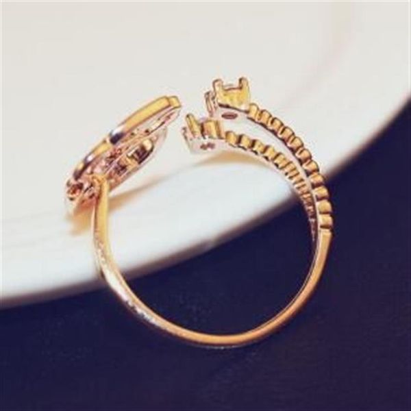 Anel de macaco animal para mulheres menina moda zircônia cúbica encantos anel rosa banhado a ouro anel aberto ajustável festa de casamento costume269z