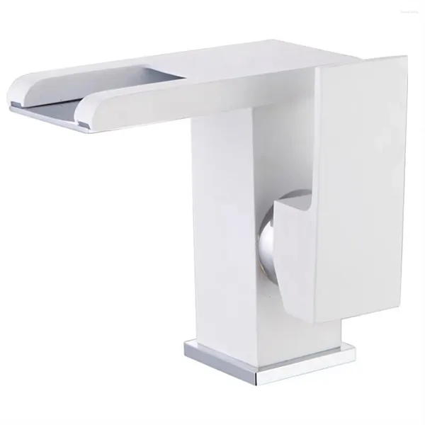 Rubinetti della cucina Presa per lavabo Bagno Singolo e acqua fredda che cambia colore Presa per mobiletto per lavabo quadrato(Bianco)