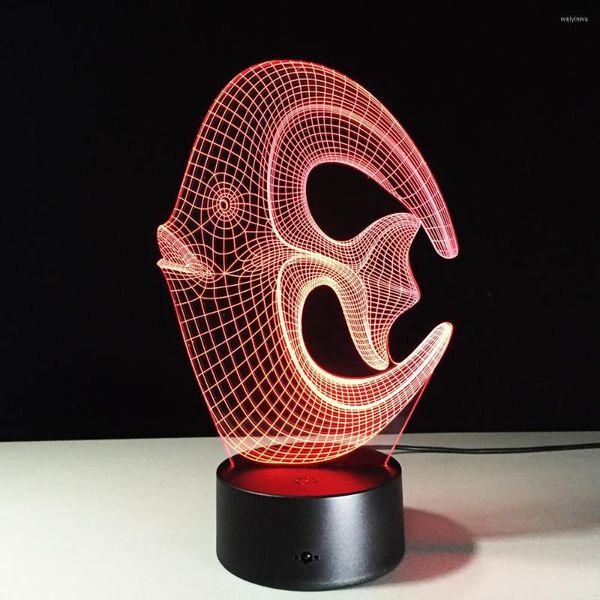 Nachtlichter Heimelektronik Fischform 3D Kleine Tischlampe Schlafzimmer Nachttisch Bunte Berührung Kreatives Produkt Geschenk Licht