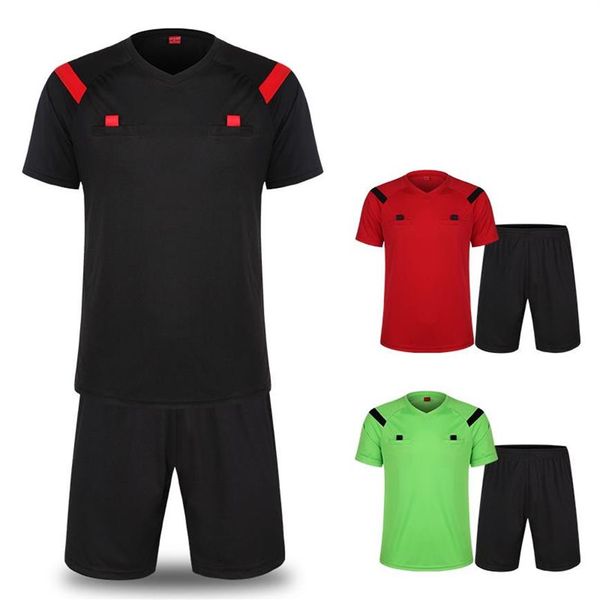 Futbol Hakem Takım Seti Sözde Soy Soccer Hakem Jersey Ekipman Kısa Kollu Erkek ve Kadın Profesyonel Rekabet T Shirt2101