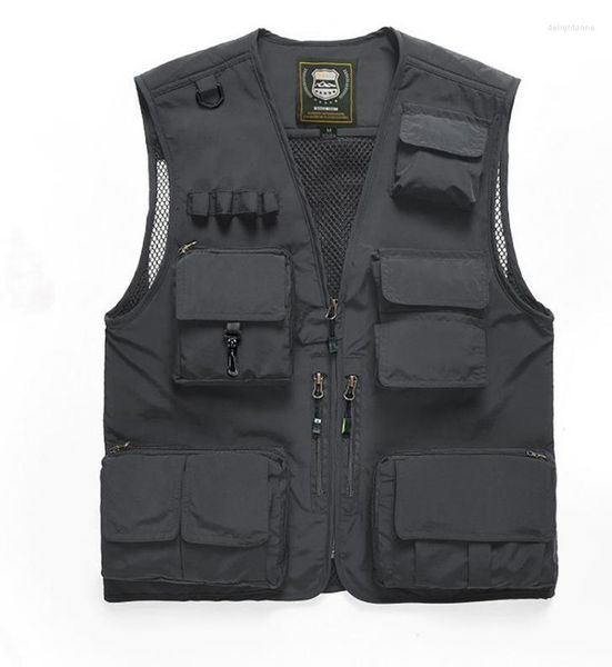 Gilet da uomo Gilet con zip Cappotto da uomo Reporter Motociclista Felpe Trekking Tattico Abbigliamento da uomo Attrezzi da esterno Tasca Bigsize