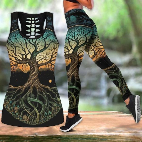 Damen-Leggings, Sommermode, Mandala-Baum des Lebens-Drucks, Yoga-Anzug