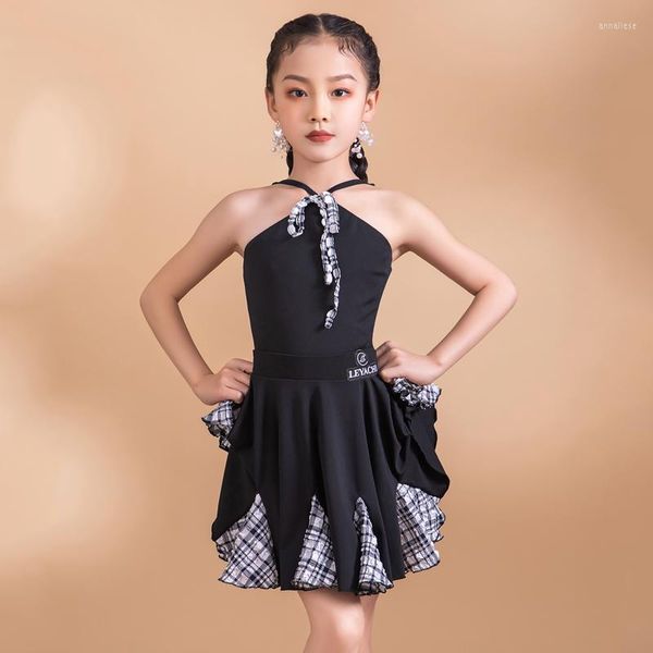 Stage Wear Latin Dance Performance Costumi Cross Top Gonne Suit Chacha Rumba Samba Tango Dress Girls Practice Clothes DQS12164