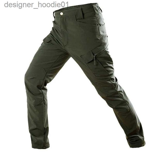Erkekler Pantolon Yeni Erkekler Termal Taktik Pantolon Softshell Fleece Ordusu Savaş Askeri Pantolon Kış Açık Yürüyüş Avı Kargo Pantolon IX9 S-3XL L231129