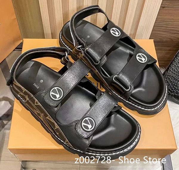 Paris Designer Sapatos Chinelos Femininos Fivela Ajustável 1V Carta Sandálias Planas Suporte de Arco Chinelos Confortáveis Verão Casual Sapatos de Couro Genuíno Sapatos de Marca