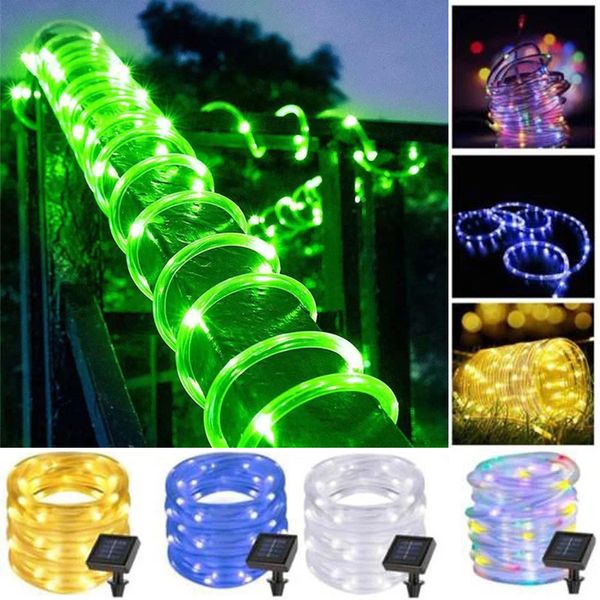 50/100 LEDs Solarbetriebene LED-Seilstreifenlichter im Freien Wasserdichte Feengartengirlande für Weihnachtshof-Dekorationslampe