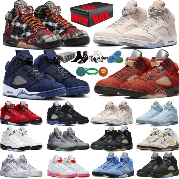 Mit Box 5 Basketballschuhe für Männer Frauen 5s Racer Blue Bird Concord Aqua Midnight Navy Georgetown Plaid Green Photon Dust Jade Horizon Herren Trainer Sport Sneakers