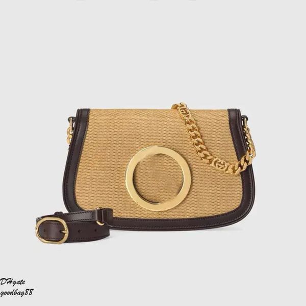 Corrente de lona axilas mulheres aleta circular saco crossbody ombro mensageiro sacos bloqueio ferragem fivela bolsa couro borda