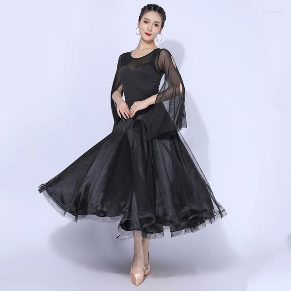 Stage Wear Mesh Ballroom Dance Competition Dress Women Waltz Dance Outfit Tango Performance Costume Modern Dancewear DL9813