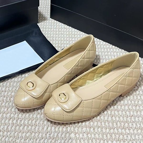 Scarpe eleganti ballerine con fiocco firmate mocassini piatti trapuntati in vera pelle ballerine singole nere da donna di alta qualità