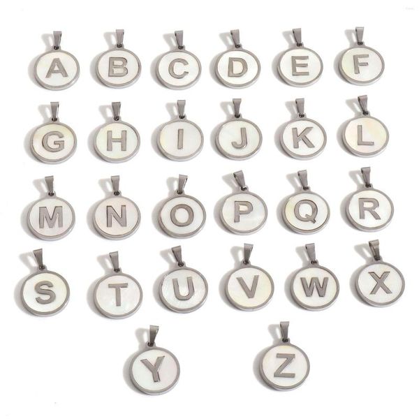 Charms 1PC Edelstahl Runde Initiale Alphabet Nachricht 