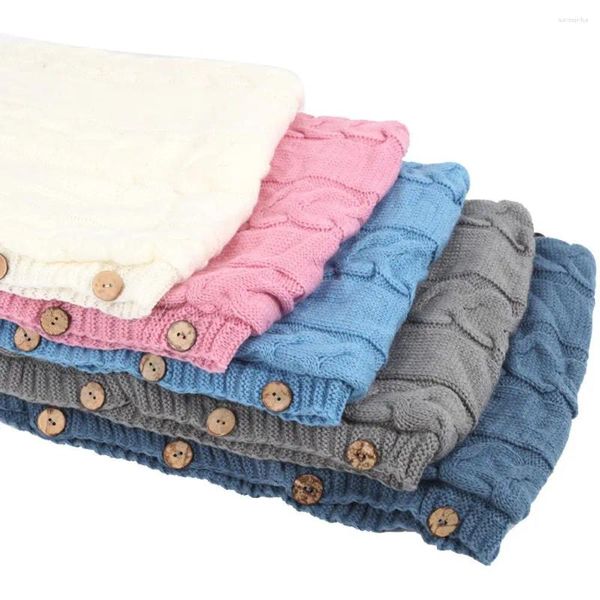 Decken Warme Knopf Stricken Winter Für Säugling Geboren Wrap Decke Swaddle Schlafsack Baby Swaddling Kinderwagen