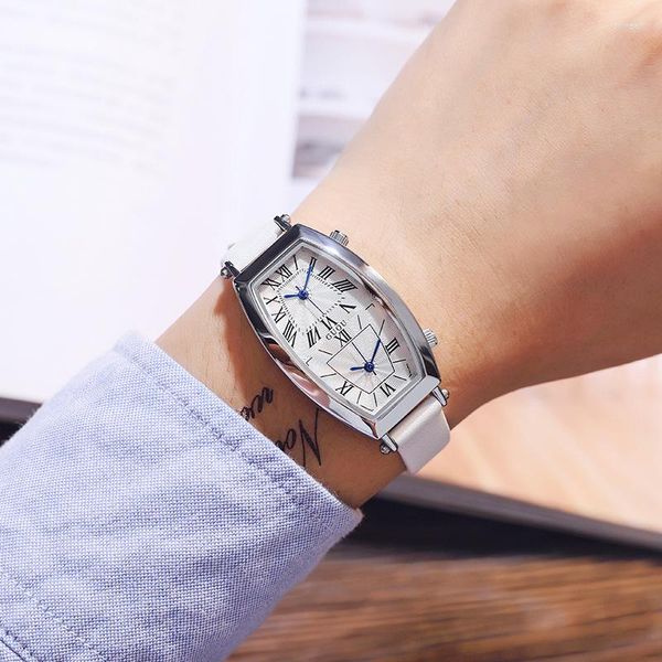 Armbanduhren Mode GUOU Marke Einfache Trendy Damen Kleideruhr Leder Siliver Armbanduhr Uhr Stunden Für Damen Frauen Männer Liebhaber