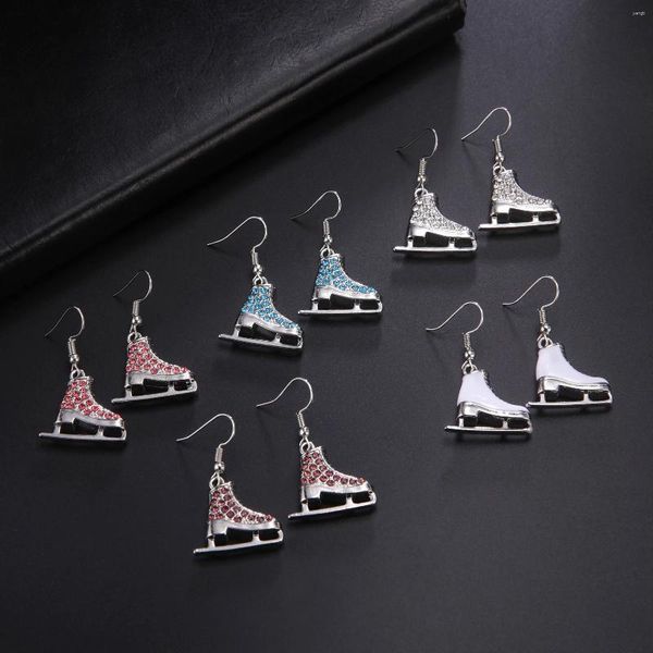 Orecchini pendenti Amo da pesca Scarpa da skate Anello Orecchino Orecchino a goccia Sport Zircone Smalto di lusso Regalo di cristallo per le donne Ragazza Moda Gioielli di tendenza