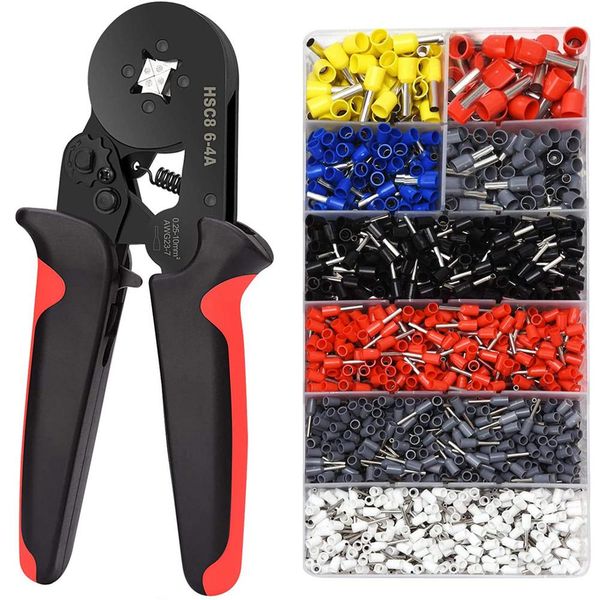 Tang Ferrule Crimping Tool Kit Kit Ferrule Crimpa Plier HSC8 64 Crimper a cricco auto -aggiustabile per AWG237 (0,2510mm2)