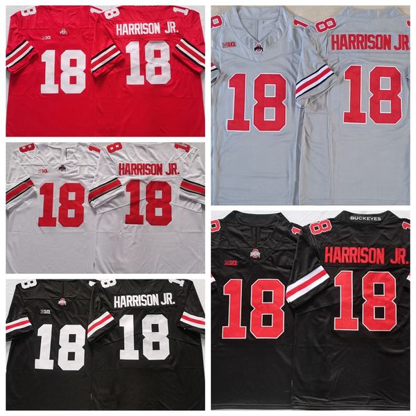 Camisa masculina de futebol americano Ohio State Buckeyes College 18 Marvin Harrison Jr.