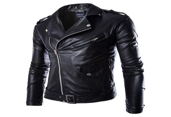 Men039s Jacken Männer Mode PU Leder Jacke Frühling Herbst Britischen Stil Motorrad Männlichen Mantel Schwarz Braun M3XL1928921