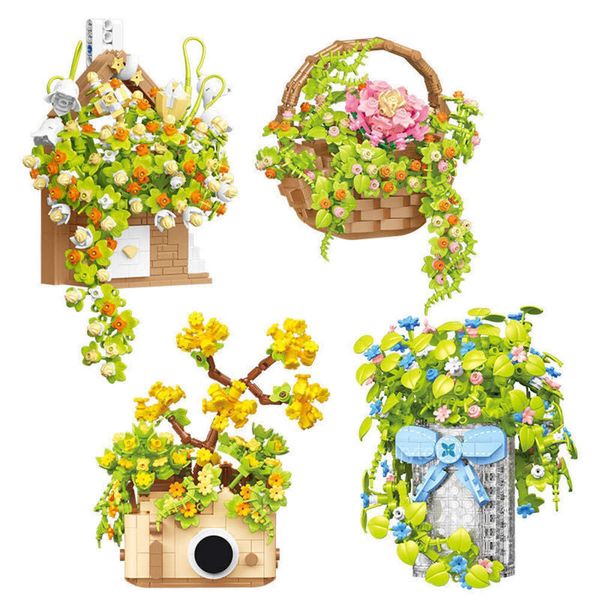 Compatibile con LEGO Building Block Assembly Bouquet di particelle in vaso Giocattoli per ragazze Regalo di compleanno Amici Ornamenti floreali eterni Cesto di fiori Blocchi fai-da-te