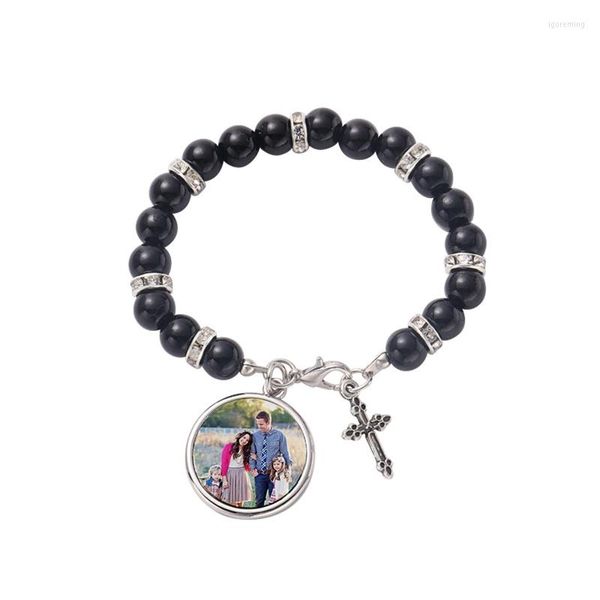 Strang Perle Rosenkranz Armband Katholisches Gebet Runde Perlen Hochwertige Wärmeübertragung Blank Christus