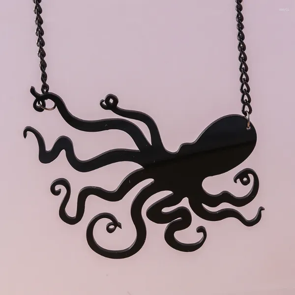 Anhänger Halsketten Aihua Mode Große Acryl Octopus Halskette Punk Lange Kette Männer Frauen Tief Ozean Riesige Tintenfisch Schmuck