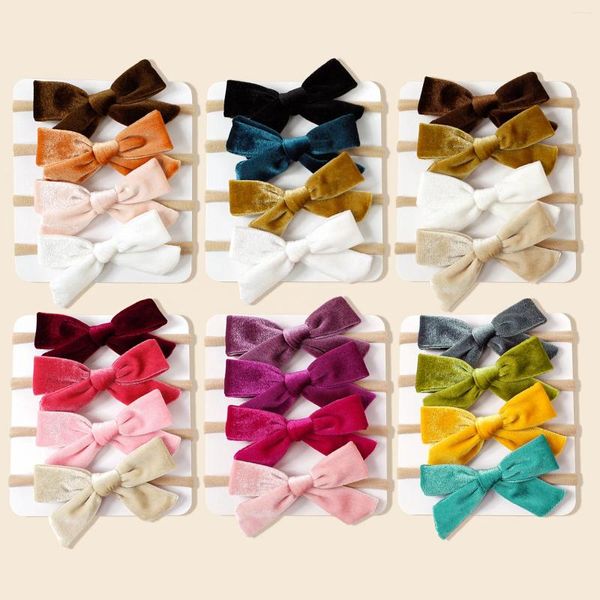 Acessórios de cabelo 4 Pçs / set Bebê Venda Veludo Arco Nylon Headband Ultra Macio e Elástico Hairband para Crianças Criança Diariamente