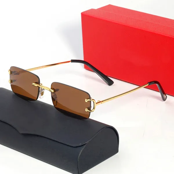 Designer Occhiali da sole polarizzati Donna Uomo Moda Frameless Femminile Gradiente Quadrato Lega d'oro Uomo Carti Occhiali da sole Rosso Carter Occhiali da sole UV400 Occhiali Lunette