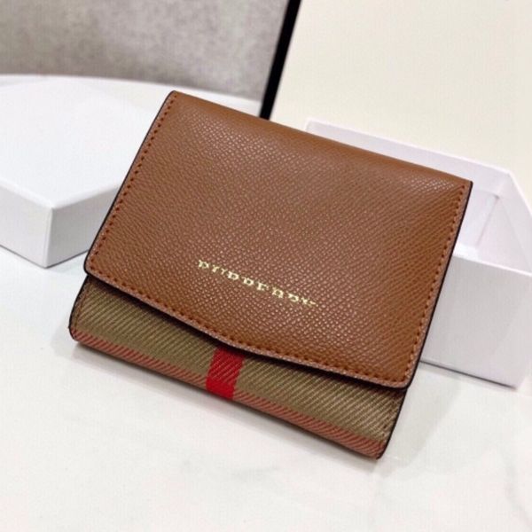 Wallet Designer Wallet 2023 New Short Style Temperament Echtes Leder Plaid Damen Handheld Wallet Fashion Simple Leather Wallet Credit Card Clip