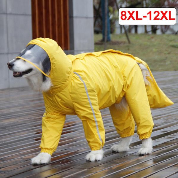 Capas de chuva roupas para cães capa completa capa de chuva para cães grandes casaco de vento blusão bulldog francês com capuz para cães jaqueta capa cauda quatro pés