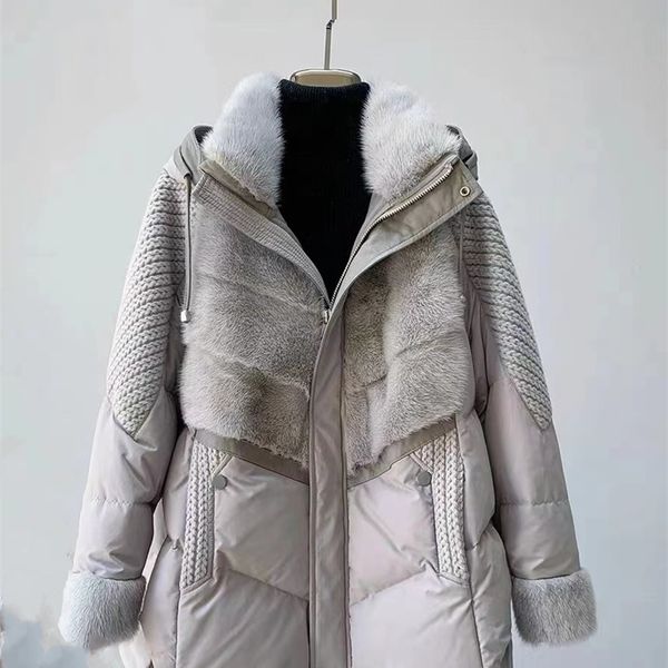 Mulheres para baixo parkas annsirgra 2023 inverno feminino casaco real vison gola de pele ganso jaqueta quente luxo moda streetwear 231128