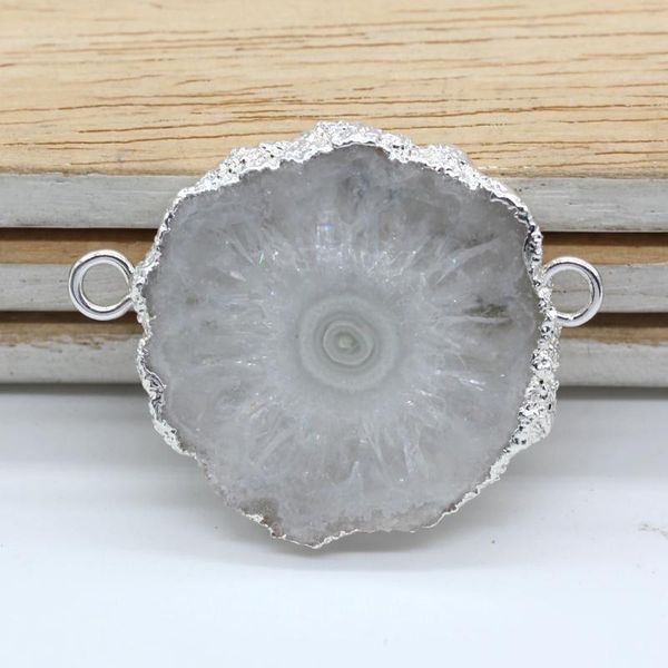 Collane con ciondolo 100-Unique 1 pz Forma irregolare Rotonda Cristallo di rocca Doppia fibbia Gioielli con ciondolo
