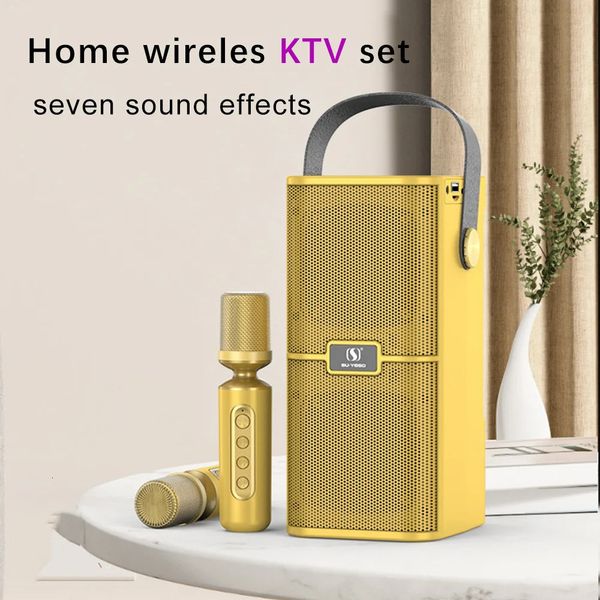 Computer S ers Casa Karaoke S er Microfono wireless Bluetooth Macchina tutto in uno Esterno portatile KTV Party Audio 7 Effetti sonori Subwoofer 231128