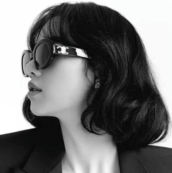 Nova moda moderna oval óculos de sol feminino marca designer vintage metal punk óculos de sol feminino mostrar tons oculos feminino