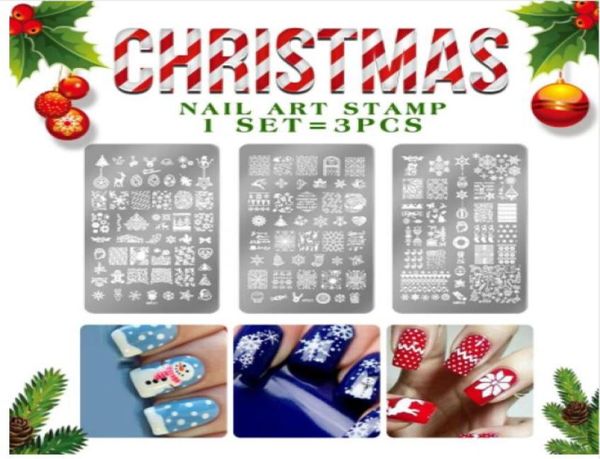 Weihnachten feiern Designs Nail Art Stamping Platten Blumen Vorlagen Polnische Rechteck Stempel Schablone Naill Art Dekorationen5971866