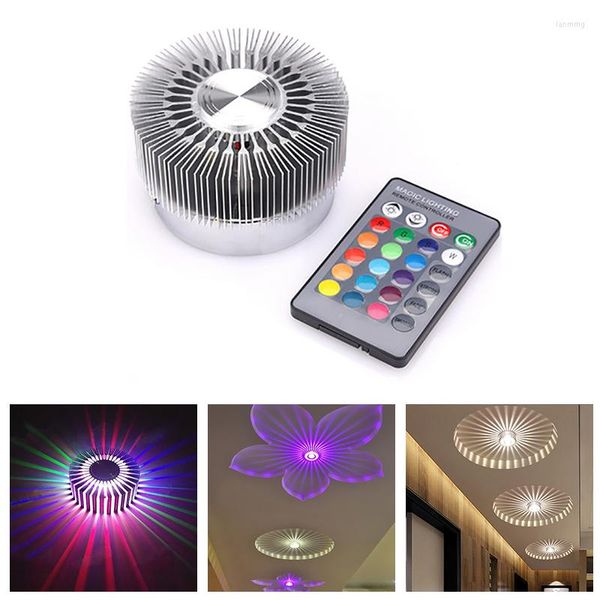 Lampada da parete 3W alluminio LED RGB colorato sole fiore plafoniera camera da letto corridoio soggiorno lampade di illuminazione decorativa per interni