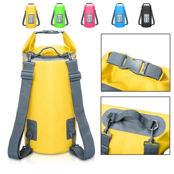 Sacos ao ar livre 5L10L15L20L Esporte PVC Impermeável Armazenamento Saco Seco para Canoa Kayak Rafting Natação Kit de Viagem Mochila 231128