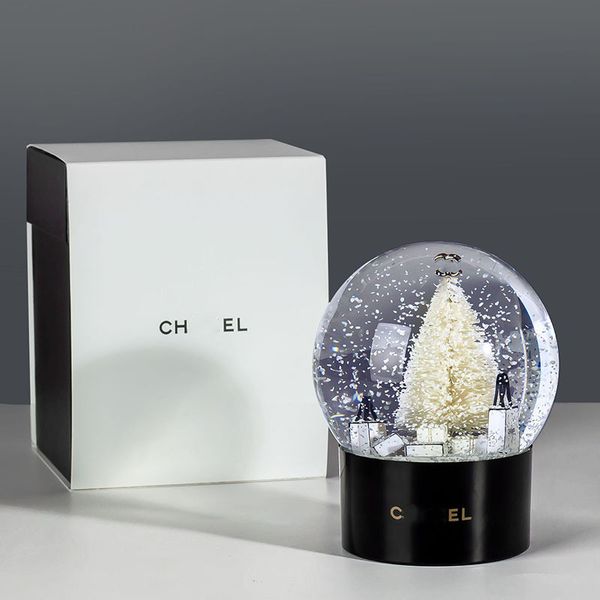 Designer regalo creativo gioielli lettera logo albero di Natale bianco sfera di cristallo trasparente migliore amica fidanzata regalo di San Valentino confezione regalo palla con fiocco di neve
