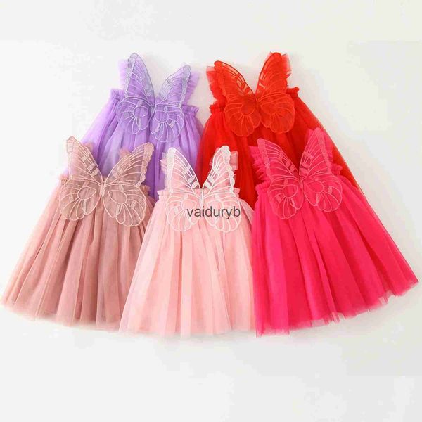 Vestidos de menina Ldren Suspender Dress Butterfly Angel Wings Fluffy Mesh Princesa Salia garota