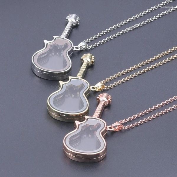 Ketten 10 teile/los Hip Hop Männer Gitarre Glas Speicher Bild Medaillon Anhänger Halsketten Rock Musik Liebhaber Leben Relicario Collares Schmuck