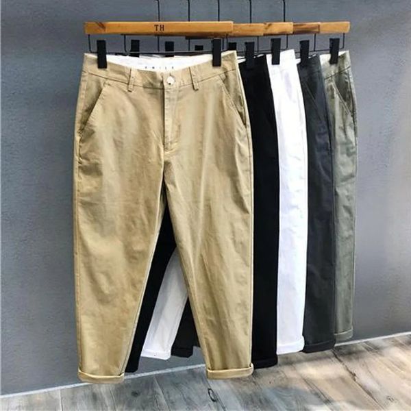 Erkekler Pantolon Sonbahar Kış Kış Erkekler Kore Moda Sıradan İnce Küçük Düz Bacak Koreli Gevşek Mahsul Pantolon Konforlu Çok Yönlü Pantolon 231129