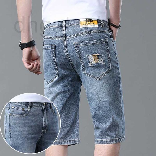 Jeans masculinos designer 2023 shorts jeans de luxo para homens estiramento coreano fino ajuste tubo reto calças bordadas e cavalo pyqd